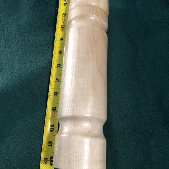 Hand crafted Pepper Mill, solid maple , rough cut lumber . Black walnut on top.